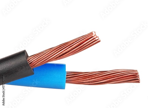 Electrical cables isolated on white background