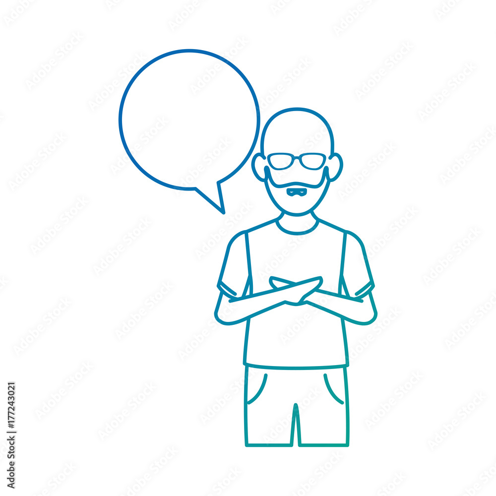 young man with speech bubble avatar character young man with speech bubble avatar character
