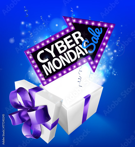 Cyber Monday Sale Gift Box Sign