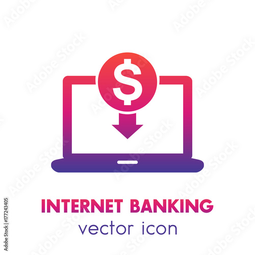 internet banking icon over white, vector illustration