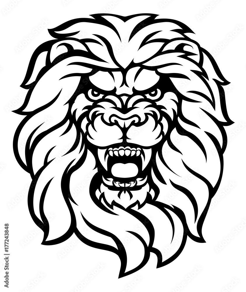 Roaring Lion Head Illustration