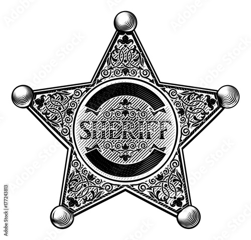 Sheriff Star Badge Etched Style