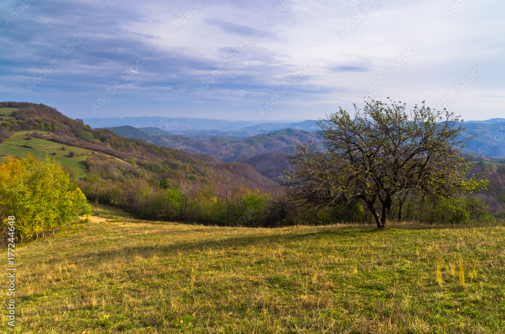 Homolje mountains landscape on a sunny autumn day, east Serbia