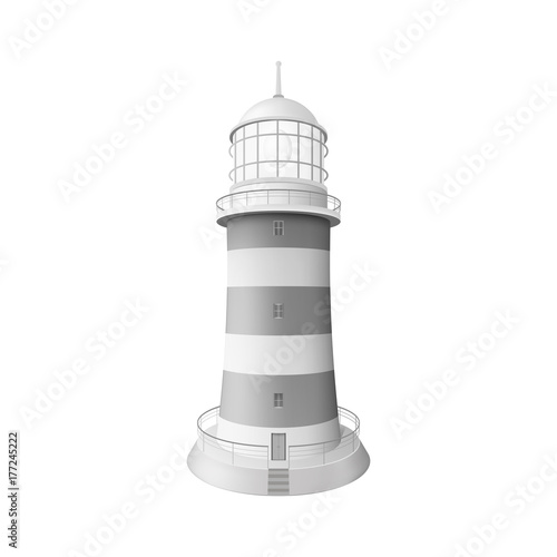 Realistic lighthouse. Illustration isolated on white background. Graphic concept for your design