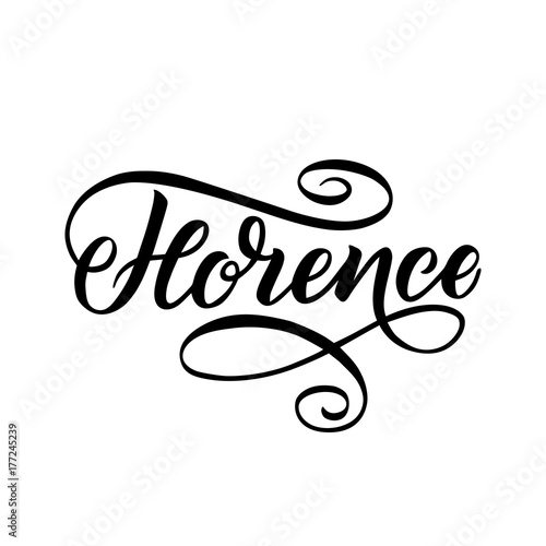City logo isolated on white. Black label or logotype. Vintage badge calligraphy in grunge style. Great for t-shirts or poster. Florence, Italy
