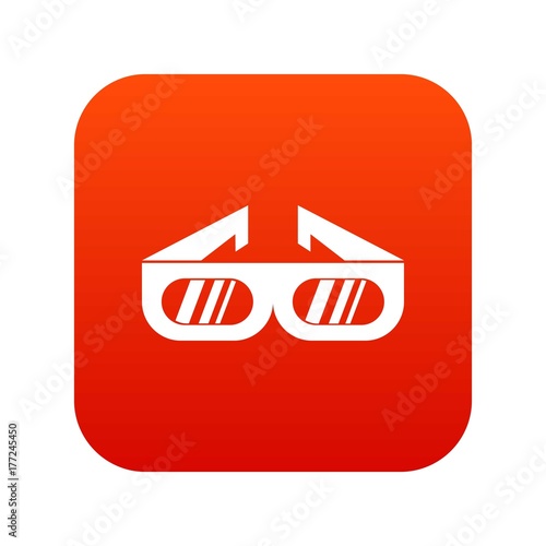 Glasses for 3D movie icon digital red