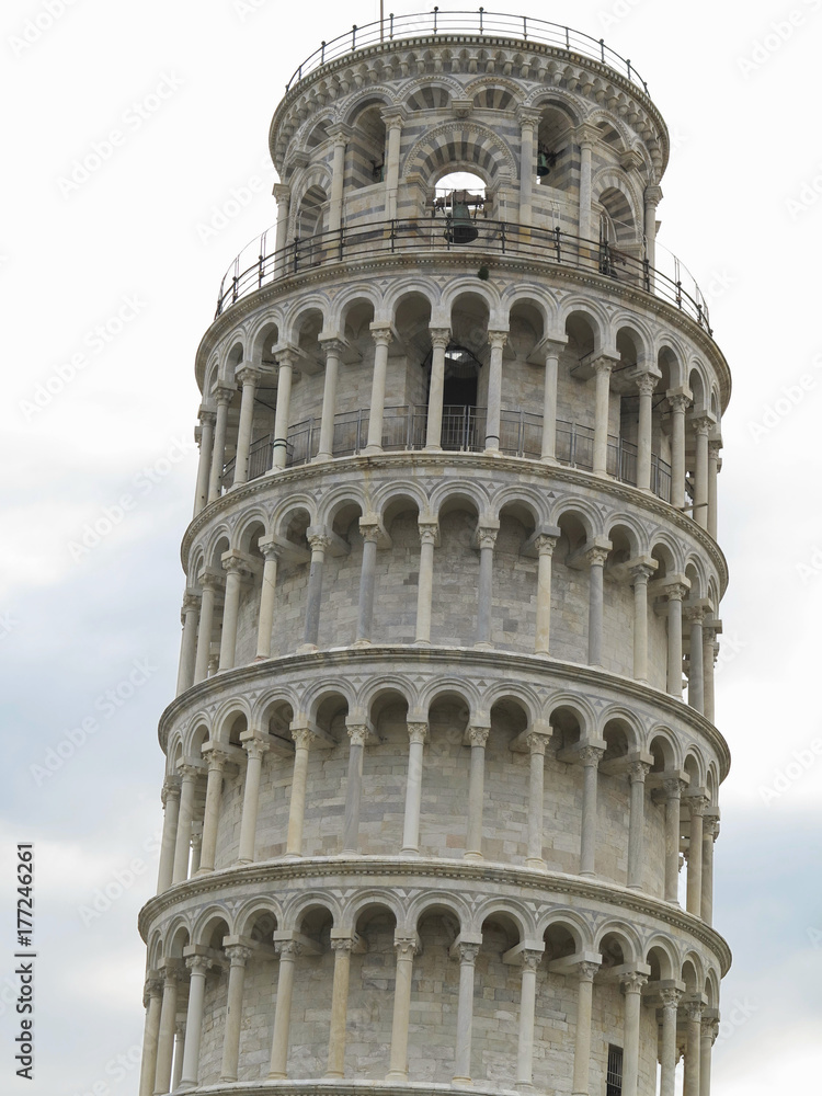 Leaning Tower of Pisa architecture details near Cathedral Duomo on Piazza dei Miracoli Pisa, Italy
