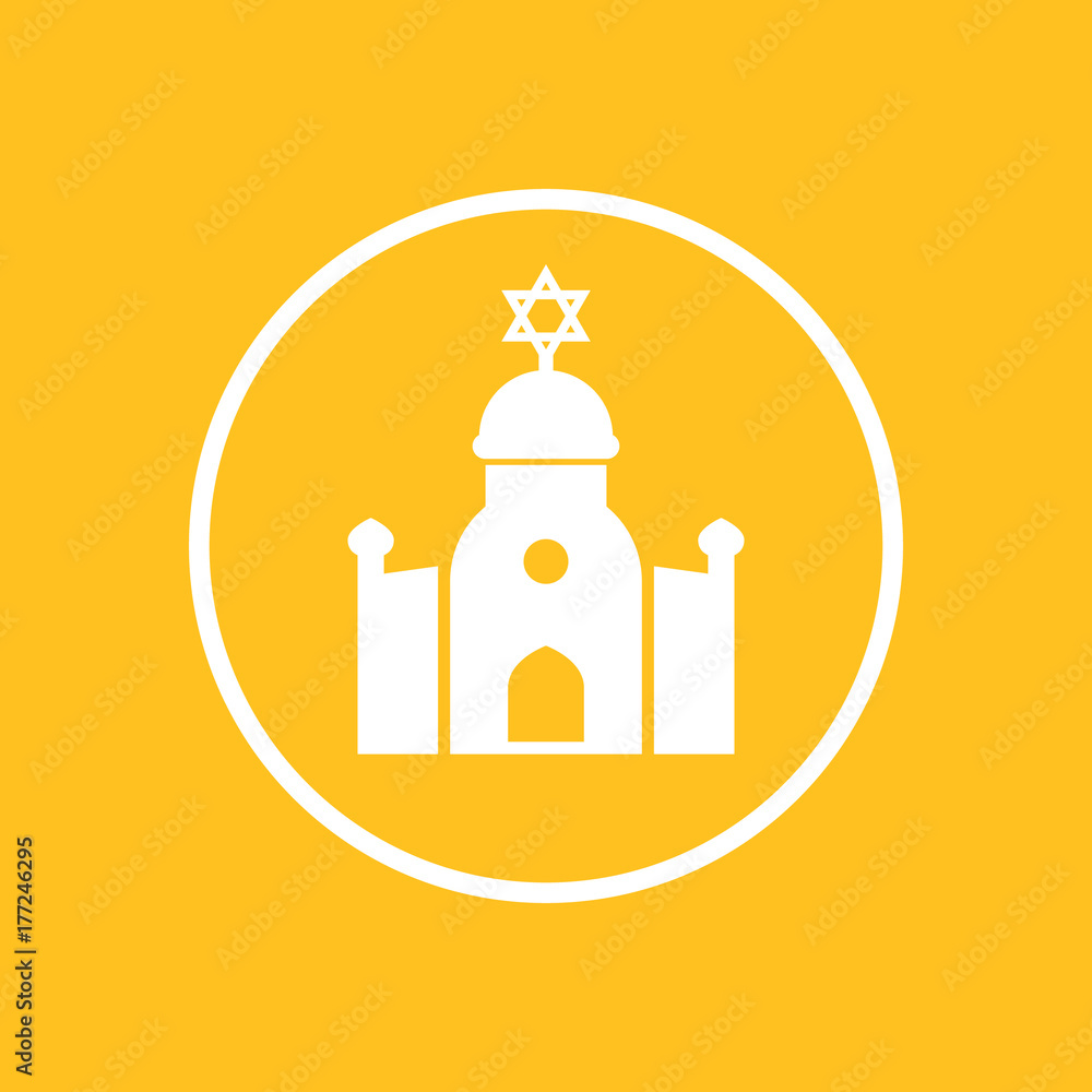 Vecteur Stock synagogue icon in circle, jewish house of prayer sign