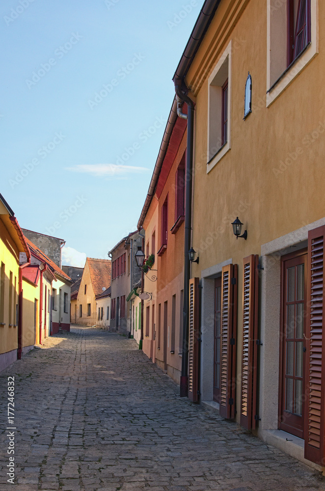 Telc architecture: Old narrow street of Telc, Czech Republic Telc architecture: Old narrow street of Telc, Czech Republic