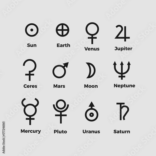 planet astrology symbols set