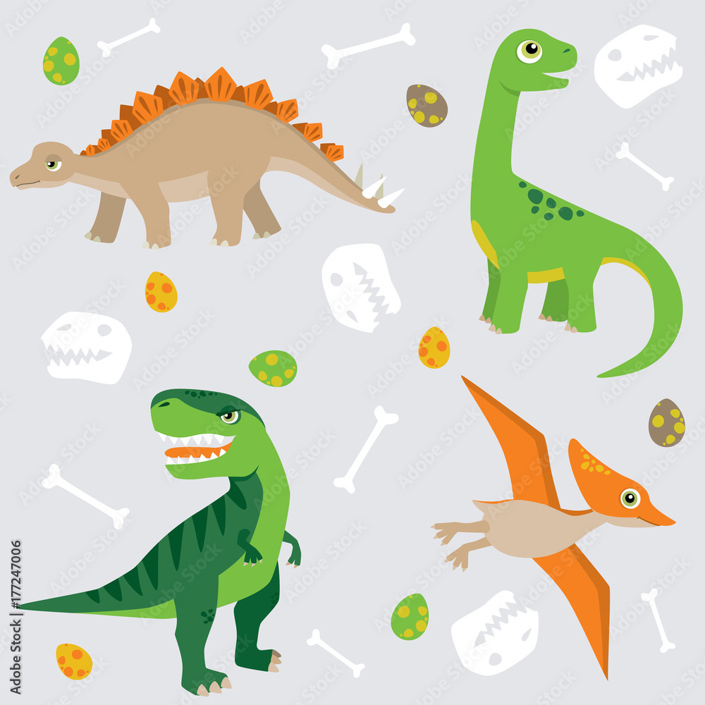 Cute seamless dinosaur pattern swatch Cute seamless dinosaur pattern swatch