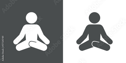Icono plano hombre postura yoga gris y blanco