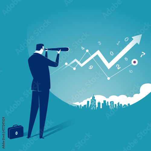 Searching for Opportunity. Illustration of a businessman looking through telescope. Business concept illustration