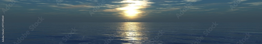 Sunset over the sea. Beautiful panorama of the sea during sunset
