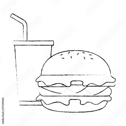 delicious burger with soda