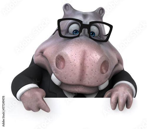 Fun hippo - 3D Illustration