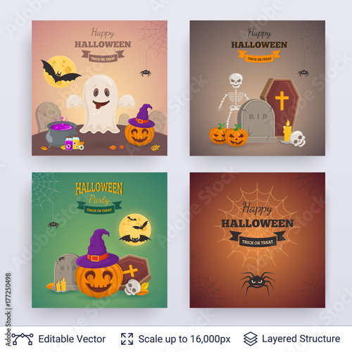 Halloween party posters set.