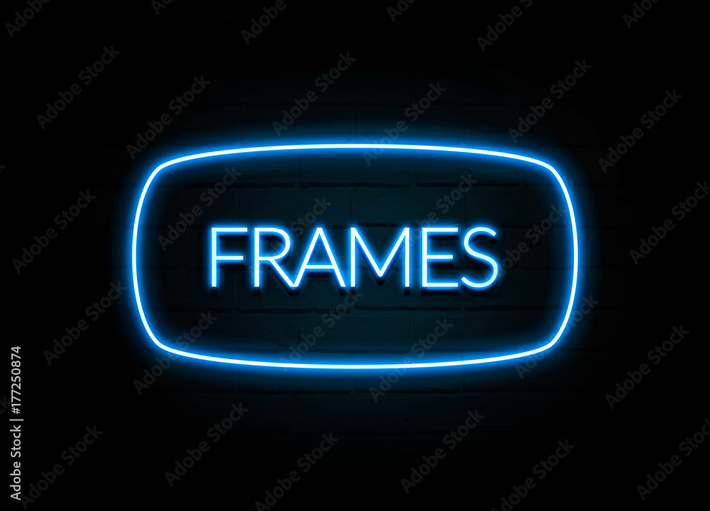 Frames - colorful Neon Sign on brickwall Frames - colorful Neon Sign on brickwall