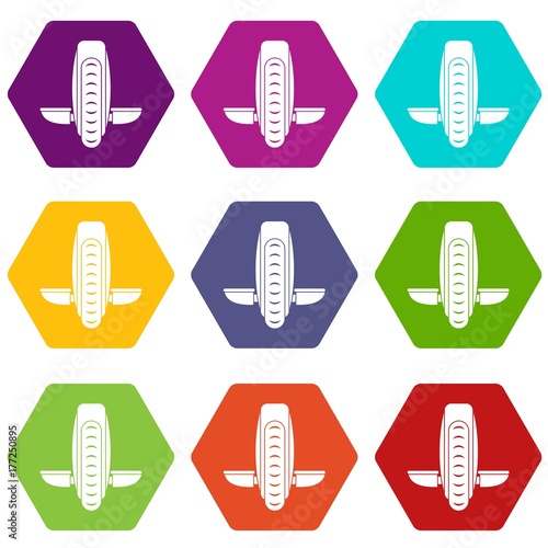 Balance vehicle icon set color hexahedron