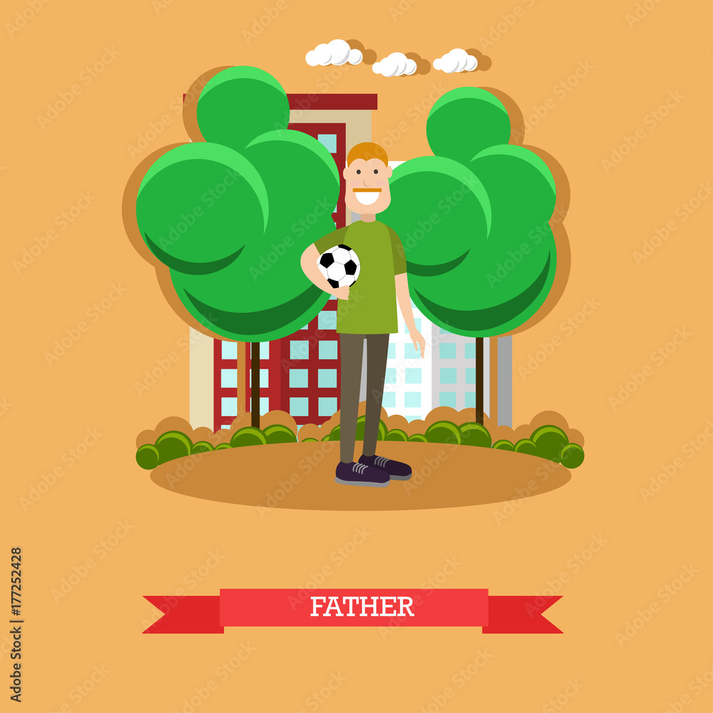Fototapeta premium Father concept vector illustration in flat style