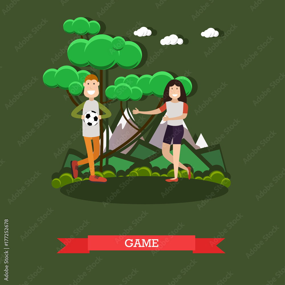 Fototapeta premium Vector illustration of happy cute children in flat style.