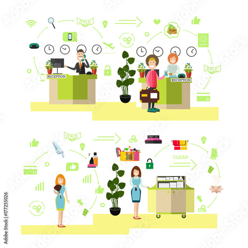 Hotel people vector illustration in flat style