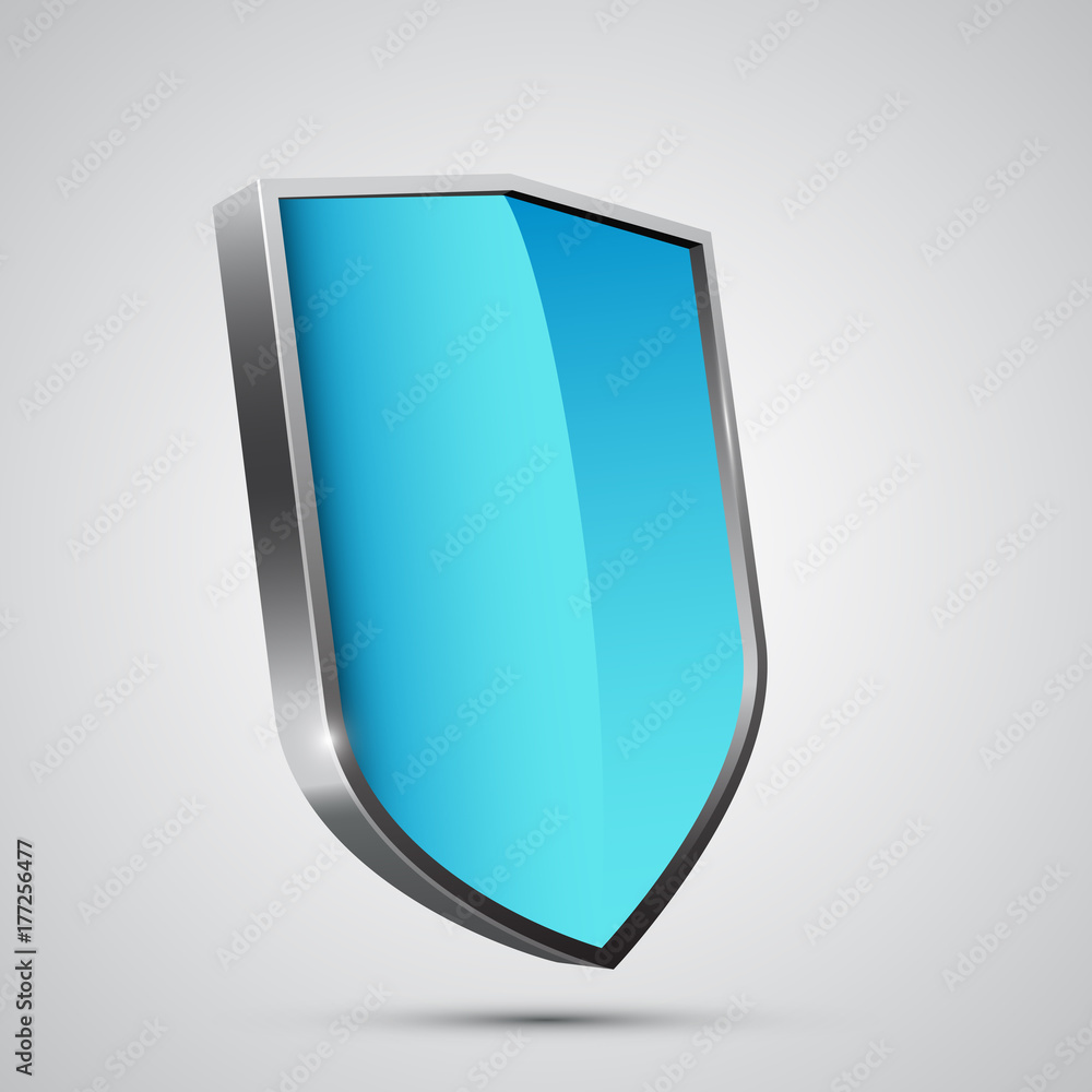 3d blue shield with metal frame, vector illustration 3d blue shield with metal frame, vector illustration