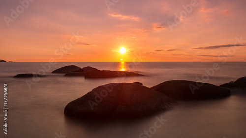 Beautiful sunrise in a bay in Costa Brava  Spain