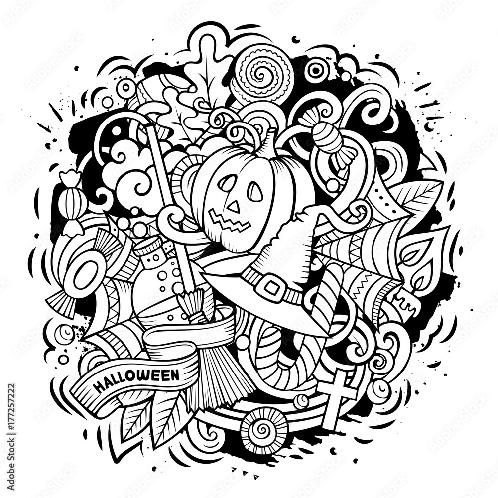 Cartoon vector doodles Happy Halloween illustration Cartoon vector doodles Happy Halloween illustration