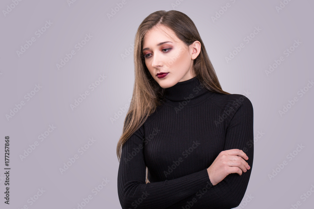 Beauty portrait of young attractive woman with agressive make-up Beauty portrait of young attractive woman with agressive make-up