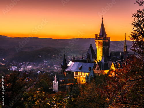 Schloss Wernigerode bei Sonnenuntergang