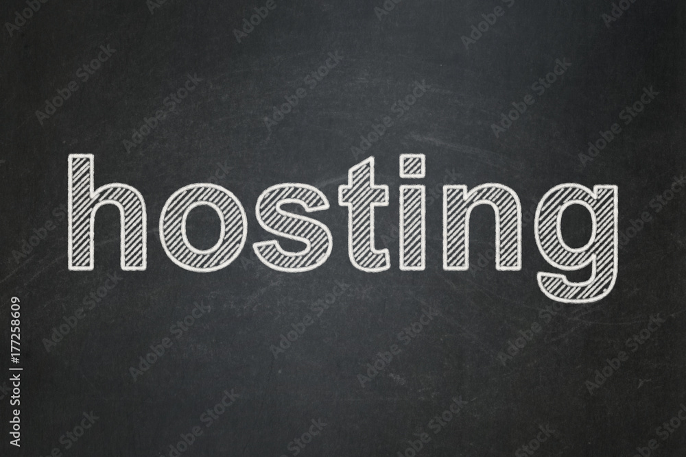 Obraz premium Web development concept: Hosting on chalkboard background