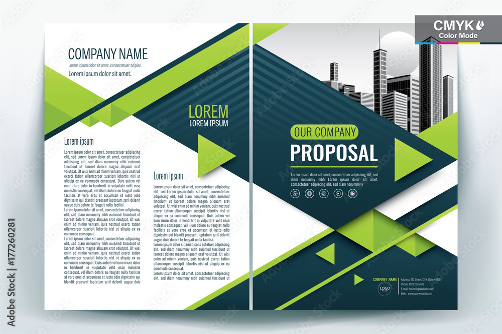 Brochure Cover Layout with Green and white triangle , A4 Size Vector Template Brochure Cover Layout with Green and white triangle , A4 Size Vector Template
