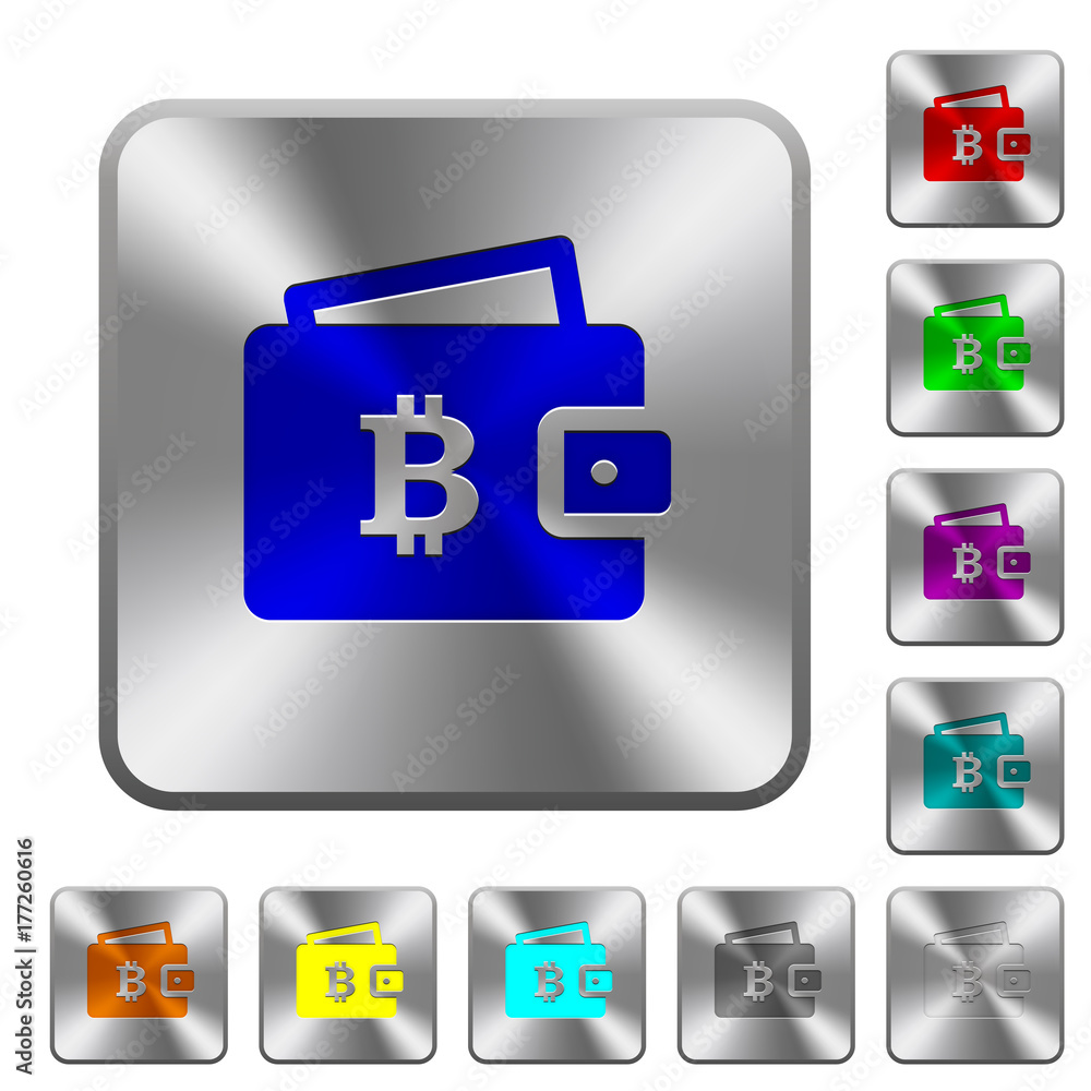 Bitcoin wallet rounded square steel buttons Bitcoin wallet rounded square steel buttons