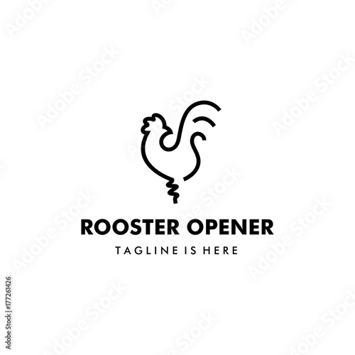 rooster chicken vector logo template as beer bottle opener