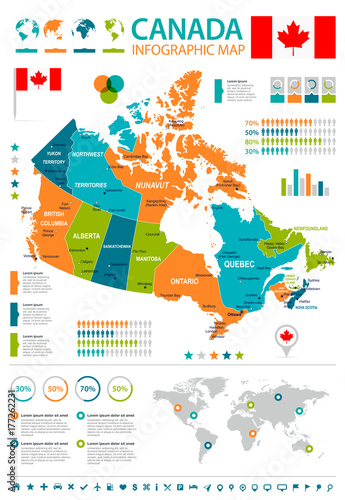 Canada - infographic map and flag - illustration
