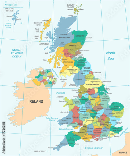 Photo United Kingdom Map - Vector Illustration
