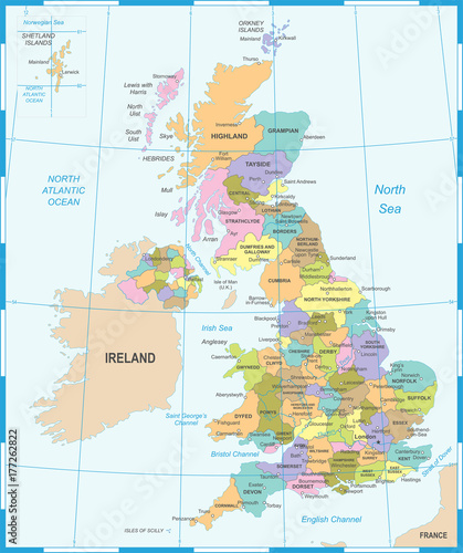 Fotografie, Obraz United Kingdom Map - Vector Illustration