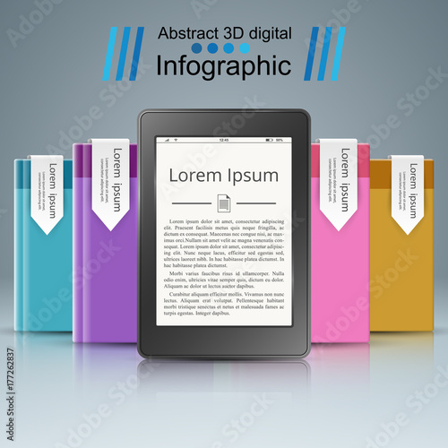 Ebook, book reader - business infographic. Vector eps 10