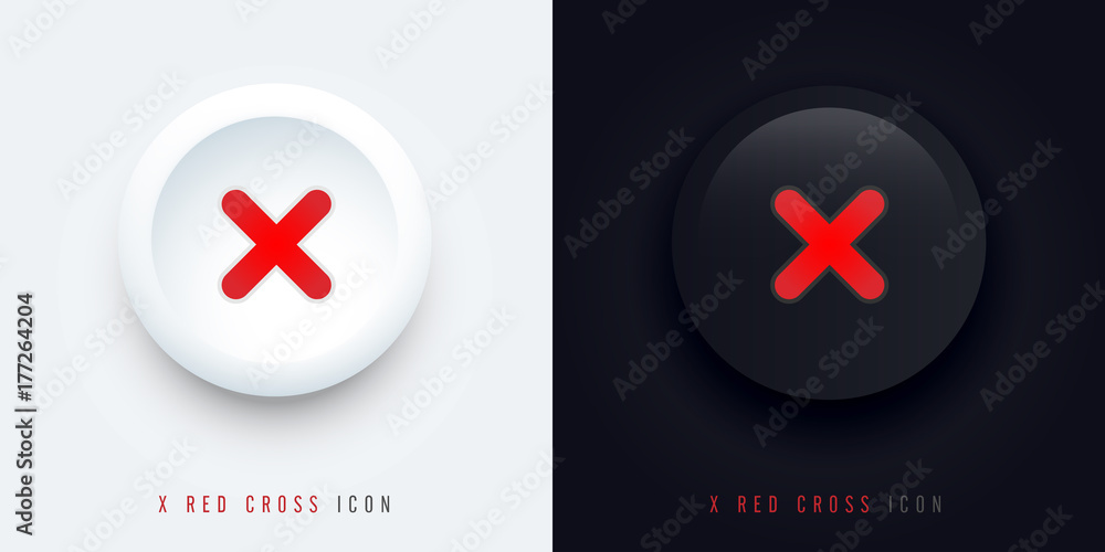 X red cross rejected icon buttons of validation icons with shadow, check pictogram for signage or websites X red cross rejected icon buttons of validation icons with shadow, check pictogram for signage or websites