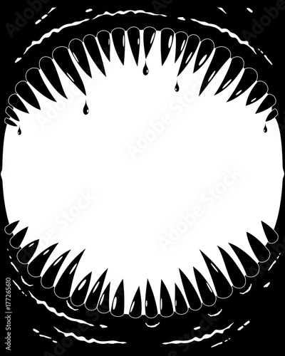 Photo frame with dinosaur fangs