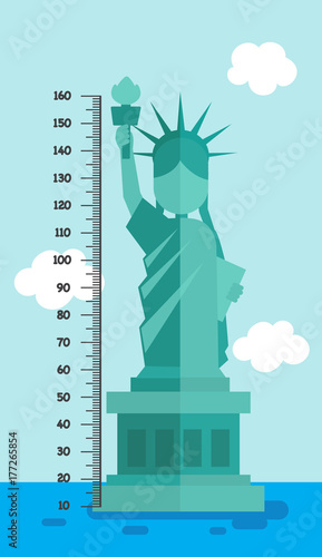 Meter wall with statue of liberty, illustration