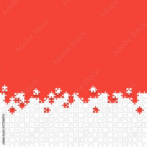 Some White Puzzles Pieces Red - Vector Jigsaw