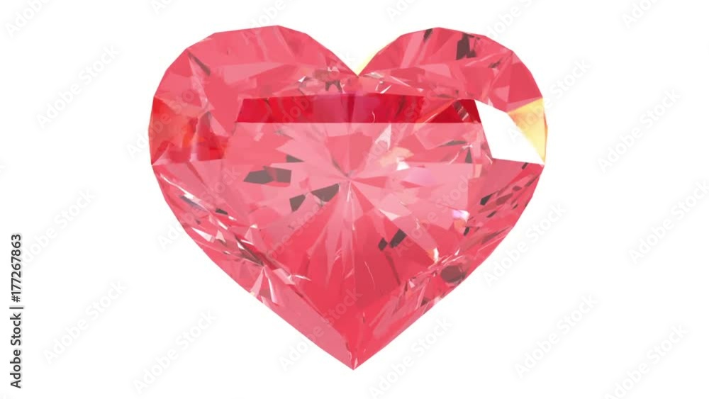 Red heart gemstone. Isolated on white background. 3d render (seamless loop, HD, high definition 1080p) Red heart gemstone. Isolated on white background. 3d render (seamless loop, HD, high definition 1080p)