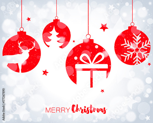 Merry Christmas ! Hanging red baubles