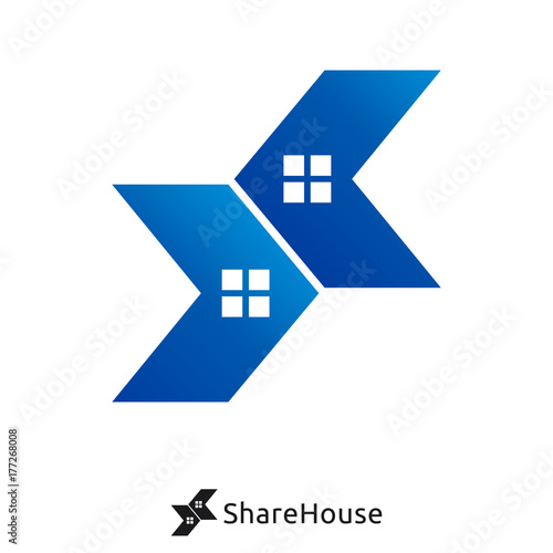 double arrow and house logo concept. share house logo.