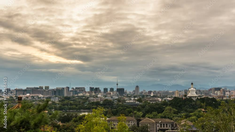 Timelapse of Beijing skyline at sunset,Beijing,China. Timelapse of Beijing skyline at sunset,Beijing,China.
