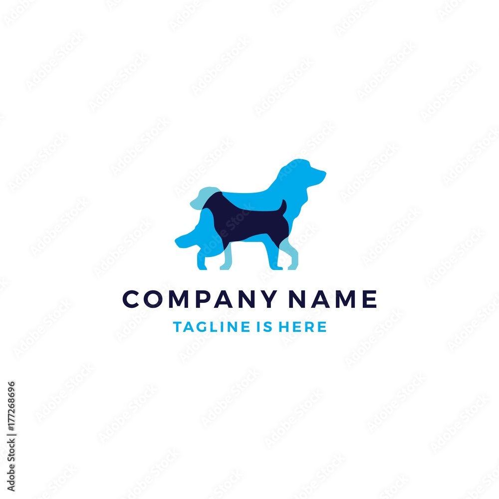 two overlapping dog flat logo icon template vector illustration