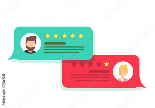 Concept of customer feedback. Rating in the form of stars. Negative or positive rating.