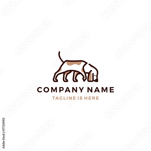 walking dog smells vector logo template